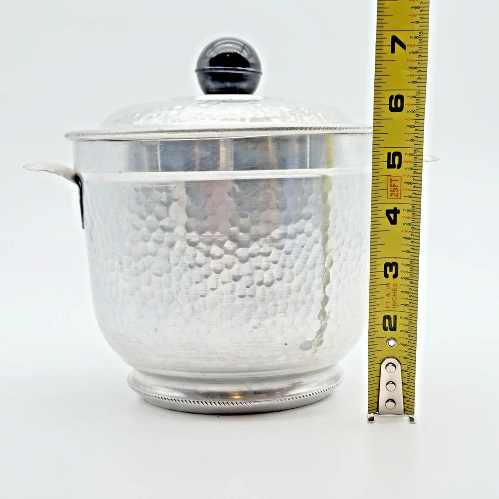 Vintage Mid Century Hammered Aluminum Ice Bucket Made In Italy